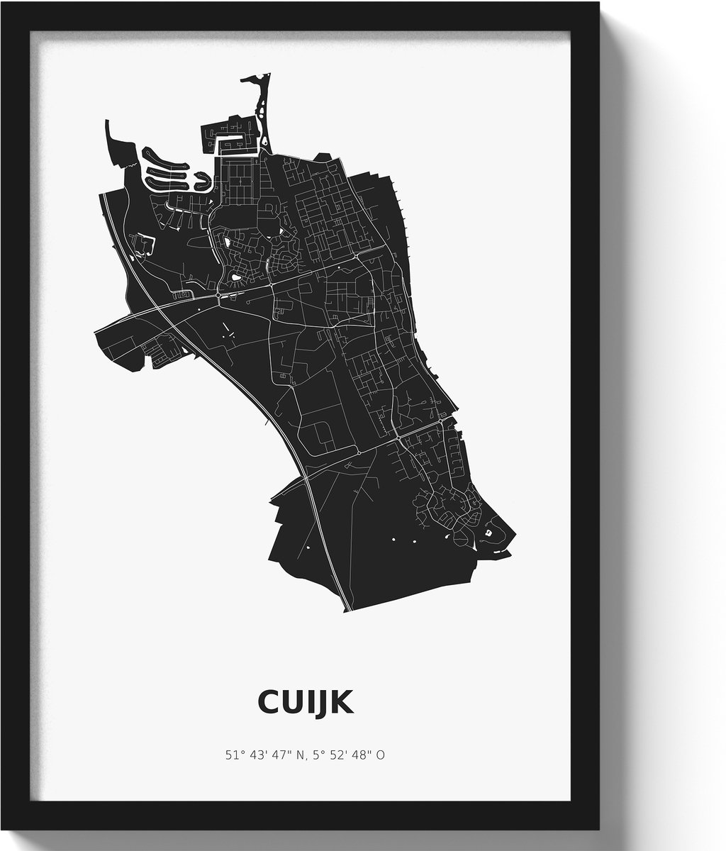 Poster Cuijk A3 - 30 x 42 cm - Zwart/Wit (Exclusief Lijst)