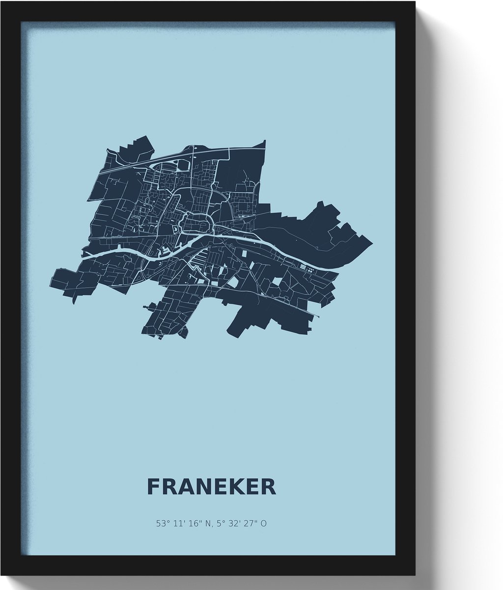 Poster Franeker A3 - 30 x 42 cm - Blauw (Exclusief Lijst)