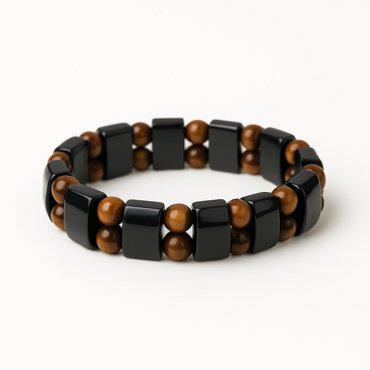 S4H Armband Tijgeroog & Hematiet – Geometrisch Design