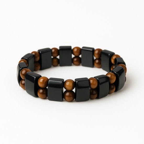 Bracelet œil de tigre et hématite S4H – Design géométrique