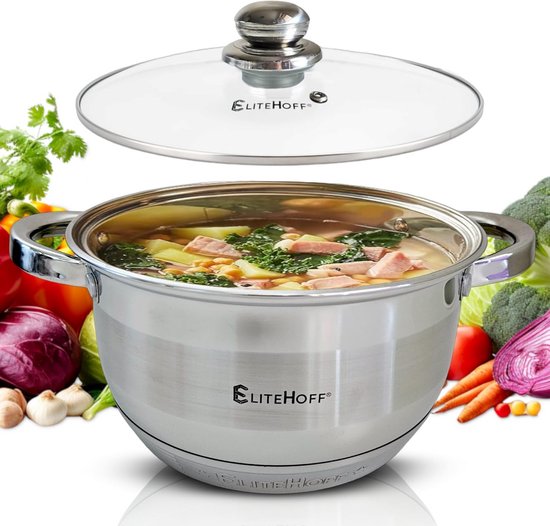 SMH LINE® Stoompan 12L - RVS Couscous- En Soeppan - 24 Cm - Geschikt Voor Alle Warmtebronnen Inclusief Inductie Met Glazen Deksel