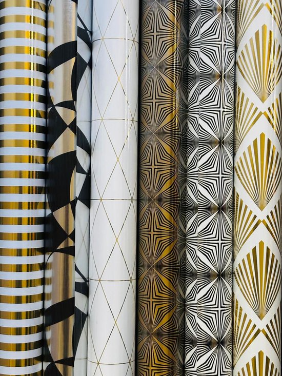 Inpakpapier Kerstmis 6 Luxe Rollen- Breedte 70 cm - 1,5m lang