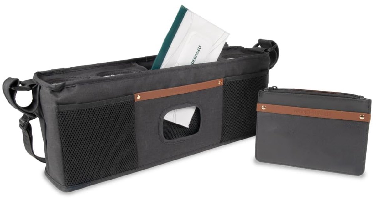 WonderFold Organizer voor Kinderwagen of Buggy - Geïsoleerd - Zwart - Met 4 Bekerhouders