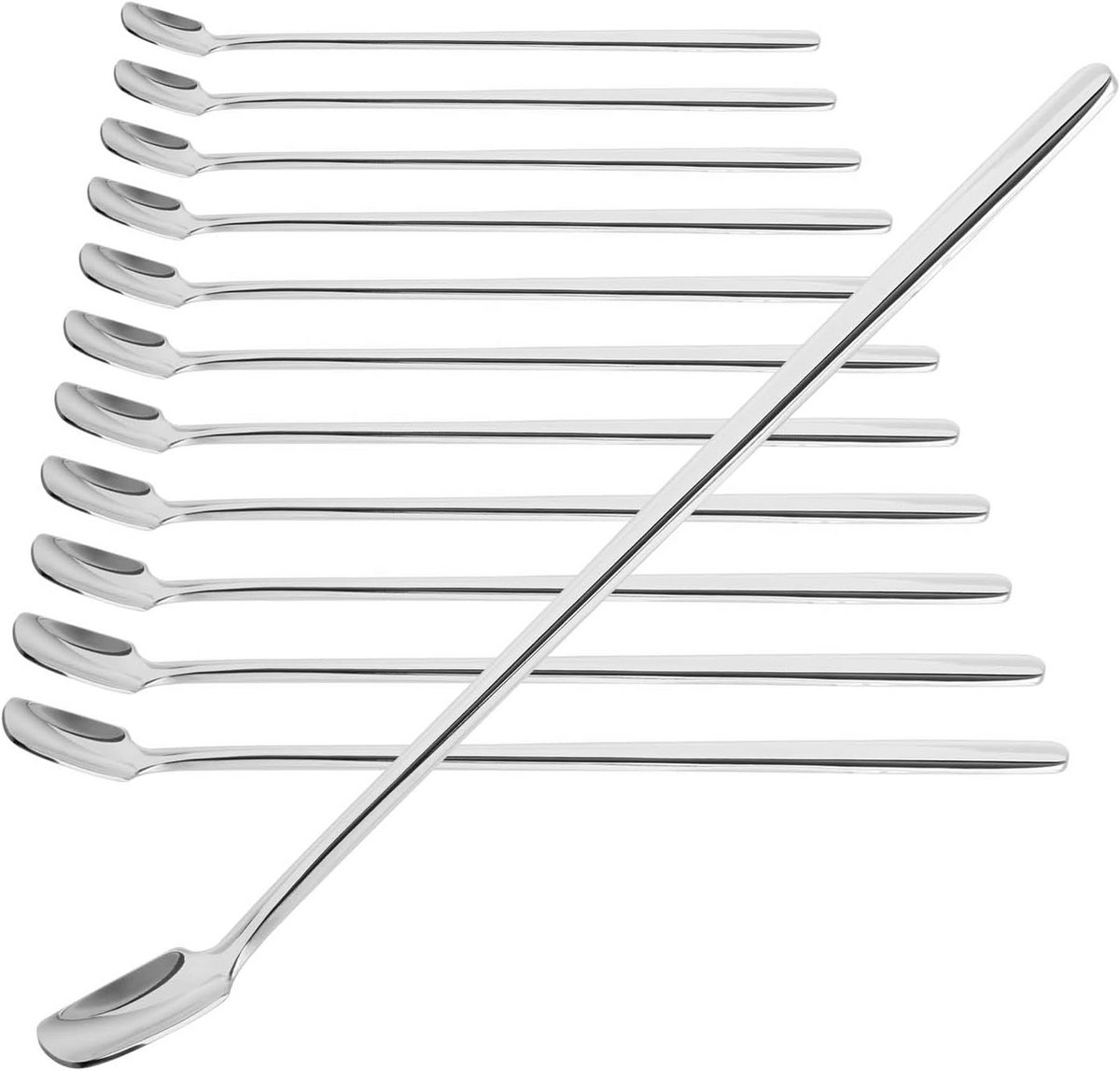 Set van 12 Lange Lepels - Cocktaillepels, Koffielepels en Dessertlepels - RVS