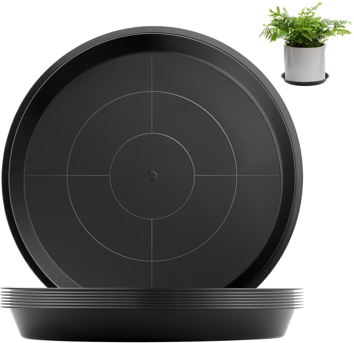 Unyqoos Ronde kunststof plantenonderzetter van 30 cm voor binnen en buiten gebruik zwart