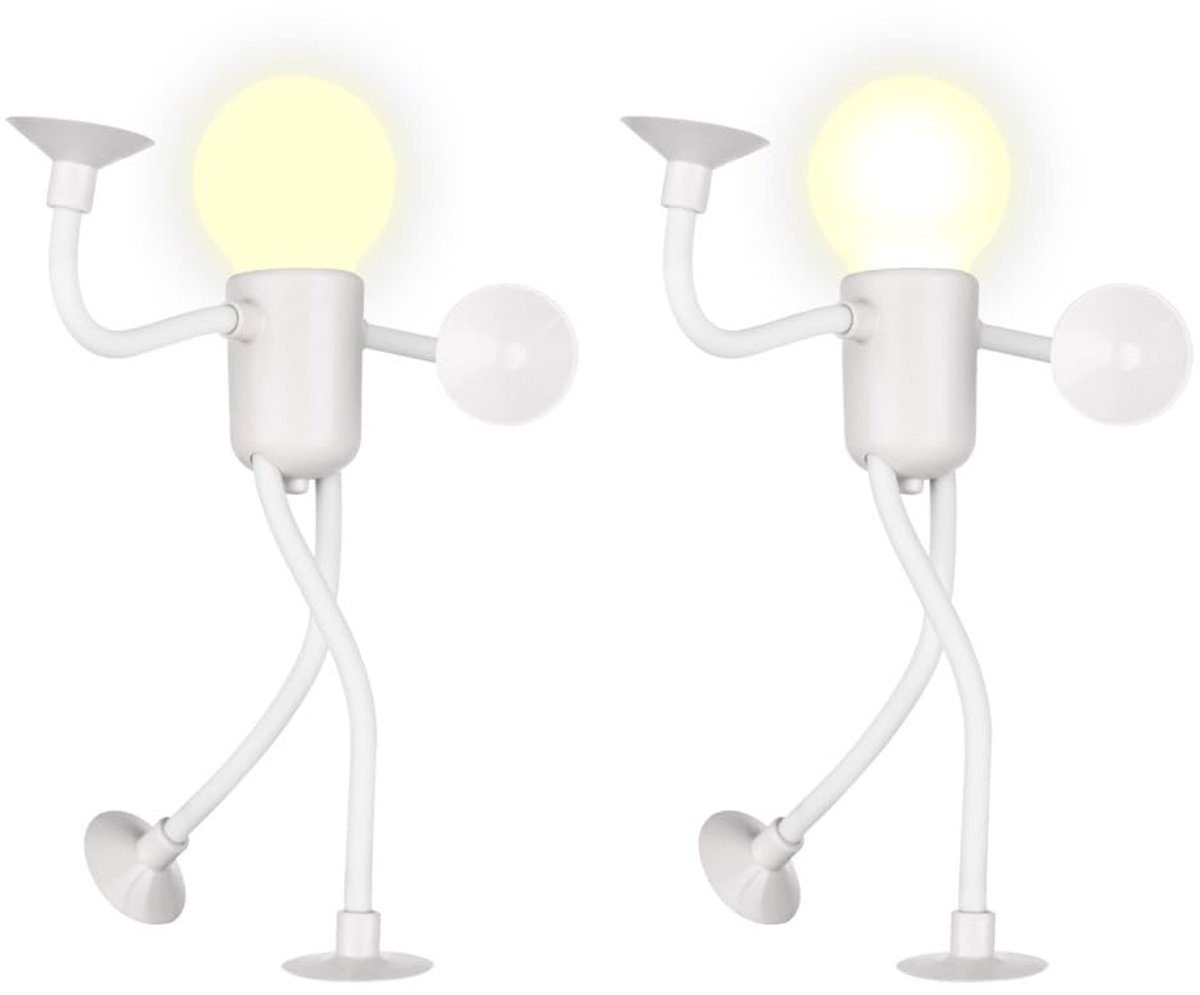 Ynkkvre - Vormbaar Atleten Nachtlampje met Zuignap – Warm LED Nachtlicht – Set van 2-Wit