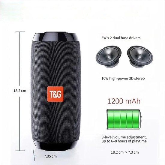 Draagbare Bluetooth Speaker - Waterdichte Draadloze Speaker - Met Subwoofer En Draadloze Stereo Koppeling - Sterke Bass En Lange Batterijduur - Voor Bij Het Zwembad Op Het Strand En Buiten - Ideaal Als Cadeau van Merkloos — afbeelding 4