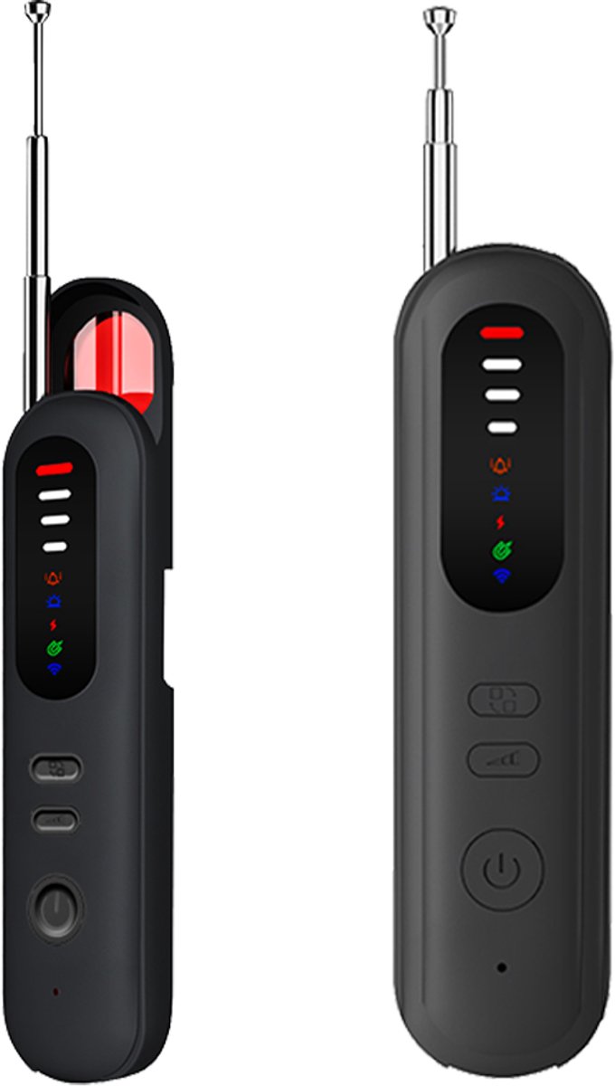 Anti-spionagedetector, bugdetector, cameradetector, privacybeschermer, GPS-detector, RF-signaaldetector, luisterapparaatdetector, gevoeligheid op 5 niveaus, 4 professionele modi