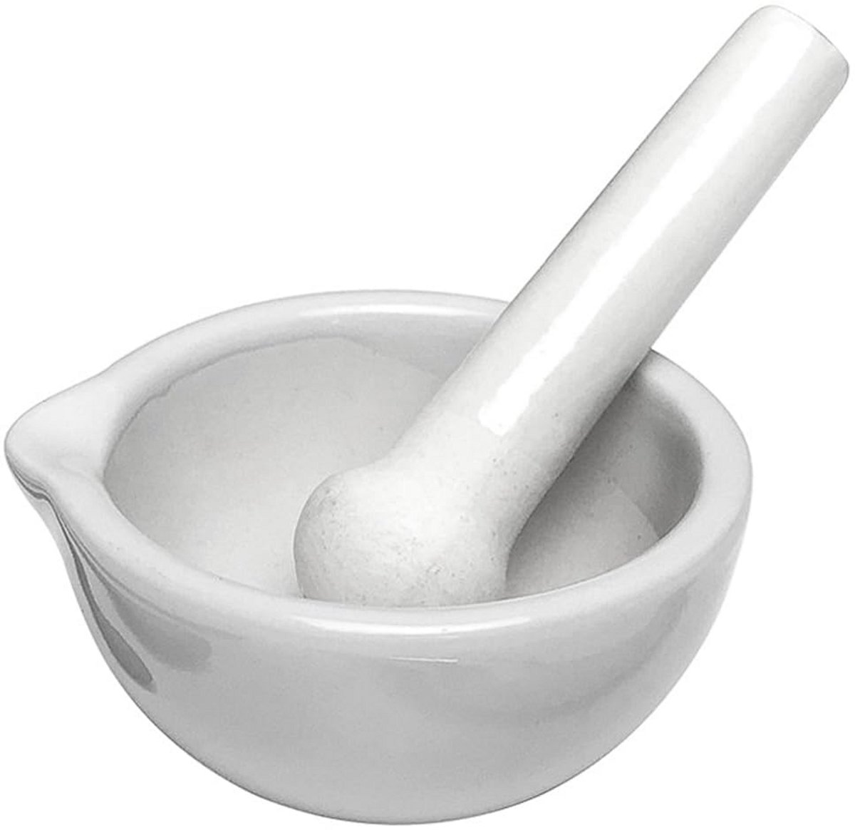 Mini Stamper en Kom Set - Compact Porselein Kruidenmolen - 8 cm