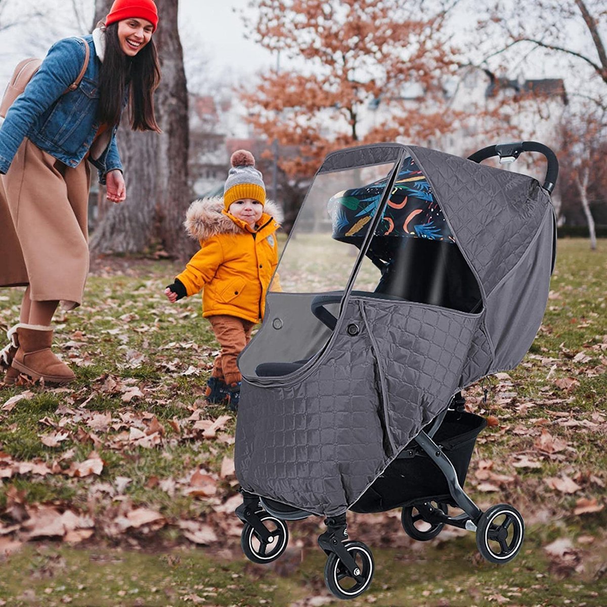 Universele regenhoes voor kinderwagens - Universele winterhoes - Regen en koubeschermingshoes voor kinderwagen - Weerbestendige hoes voor reiskinderwagens - Kinderwagenaccessoire - Weerbestendig - Waterdicht en sneeuwbestendig – foto 2