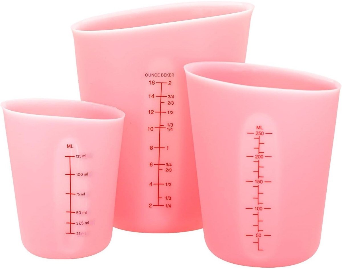 GELLDG Siliconen maatbekers - Set van 3 - BPA-vrij - Met milliliter-/ounce-markeringen - 125 ml/250 ml/500 ml - Geschikt voor doe-het-zelf knutselvormen - Ook geschikt voor chocolade en bakken