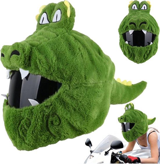 Helmcover - Helmhoes - Helmmuts - geschikt voor Fiets / Scooter / Motor - Universeel - Accessoires - Groene krokodil