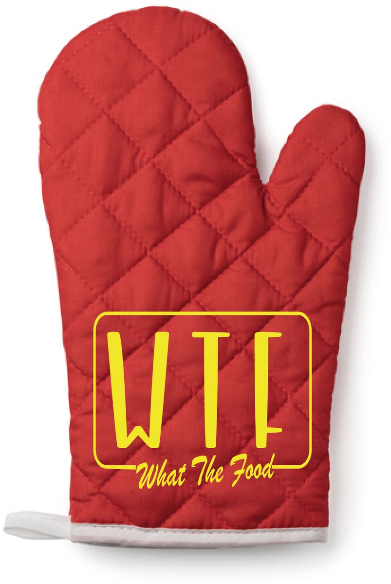 EIZOOK Functionele Ovenwant- Rood met Gele Opdruk WTF What The Food