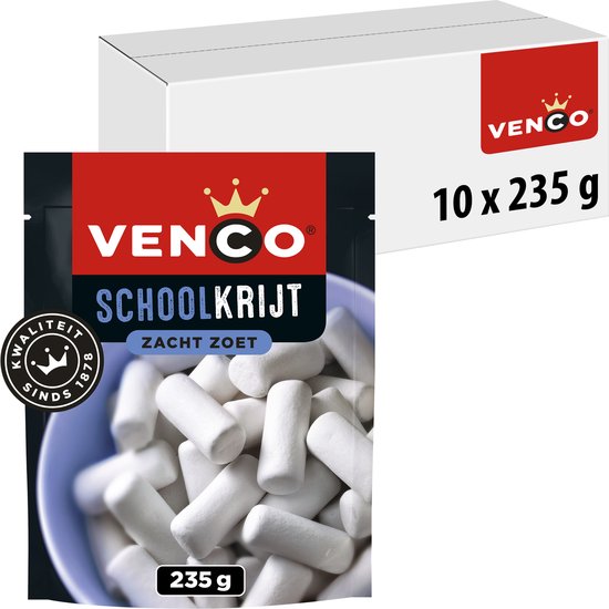 Venco schoolkrijt - zoete drop - 10x235g