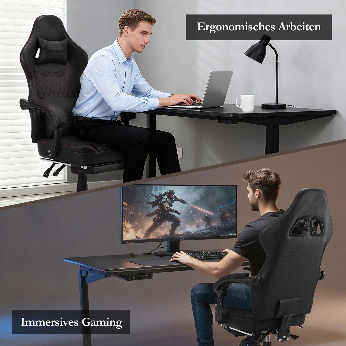Dowinx Gamingstoel Ergonomisch met Voetsteun en - afbeelding 3