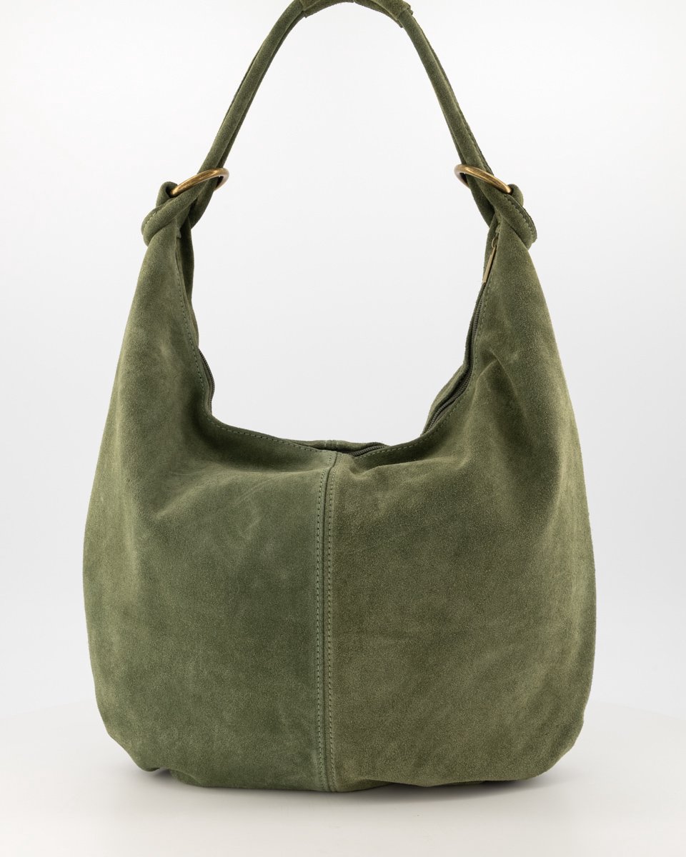 Teatro - Suez - Schoudertas - Handtas - Groot - Suede - Leer - Groen