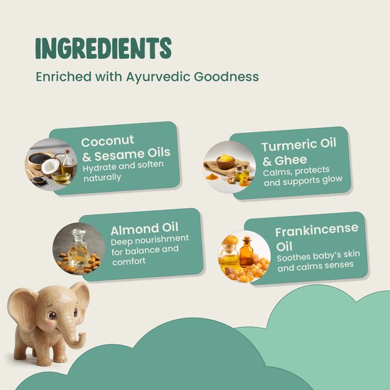 Vanan Green Cuddle Baby Massage Olie - Zachte Dagelijkse Babyolie met Kokosolie, Amandel & Ghee - Licht & Niet Plakkerig - Geschikt vanaf 3 Maanden - 100 ml van Merkloos — afbeelding 3