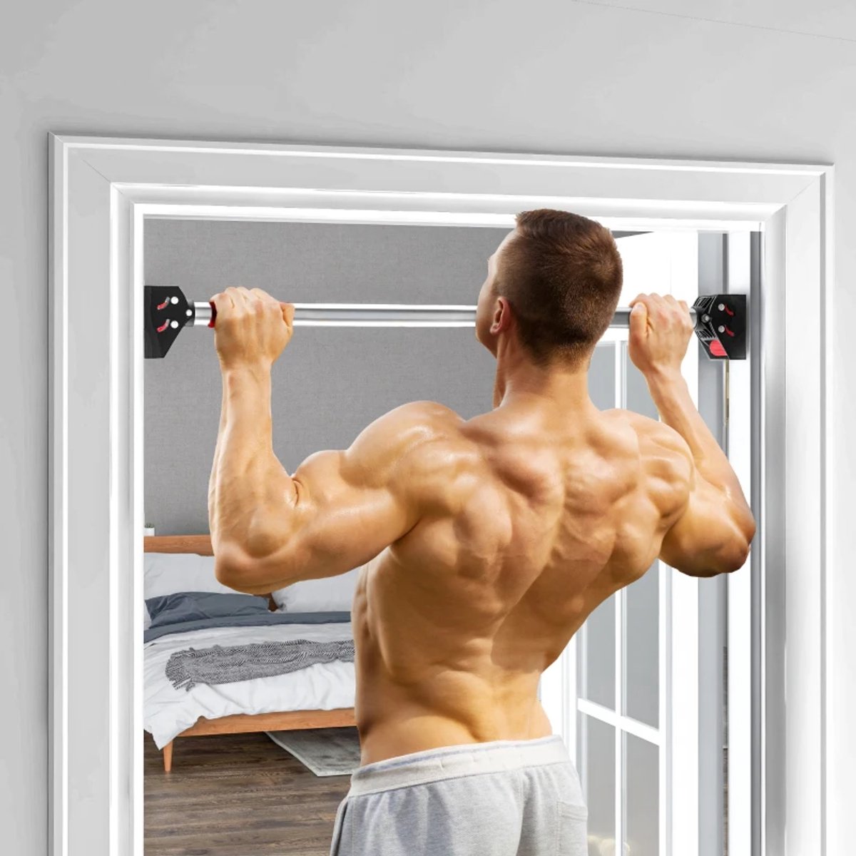 Exoluxe Premium Pull Up Bar - Pull Up Station - Verstelbaar 75-92 cm thumbnail 5