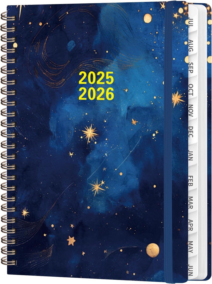 Academische Planner 2025-2026 A5 - Week- en Maandkalender met Tabbladen, Harde Kaft, Bloedbestendig Papier, Ideale Agenda voor School en Kantoor