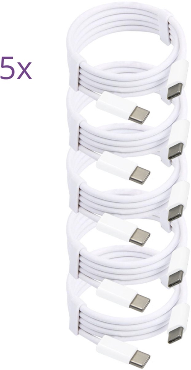 Viewr - USB-C naar USB-C kabel - 5 Stuks - 1 Meter - Oplader Kabel - Snel Lader