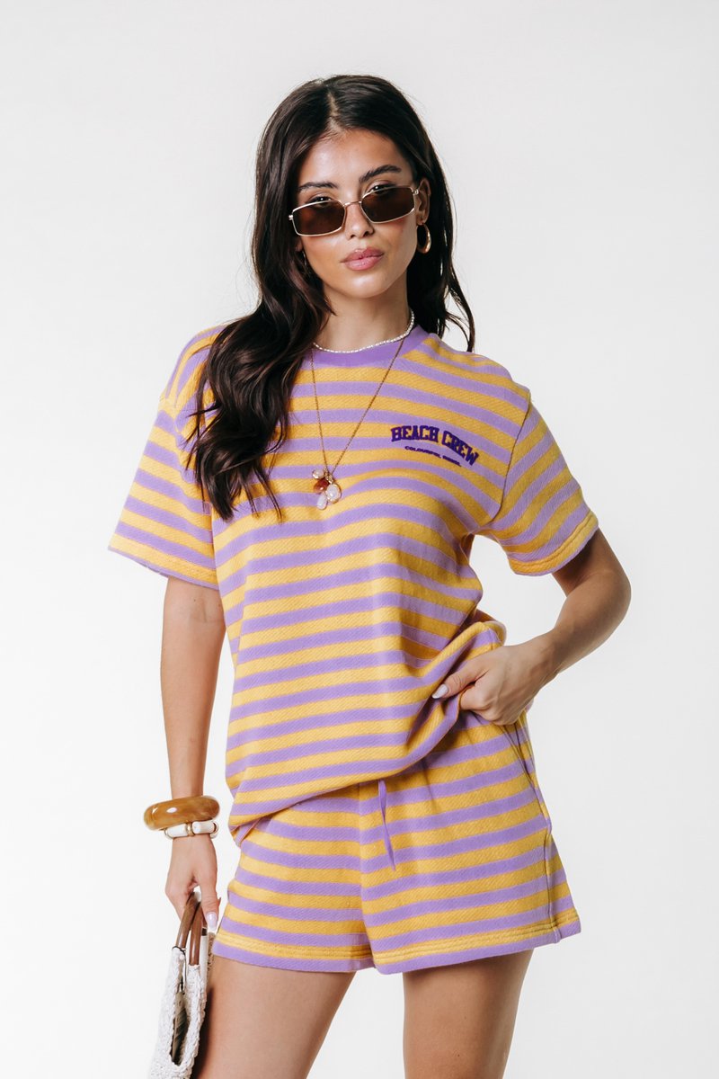 Colourful Rebel Jess Striped Sweatshort- L