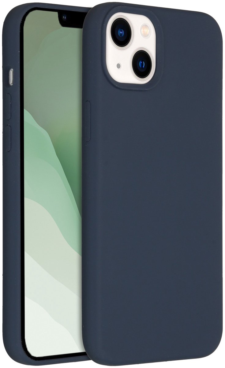 Accezz Hoesje - Geschikt voor Apple iPhone 14 Plus - Liquid Silicone Backcover - Donkerblauw