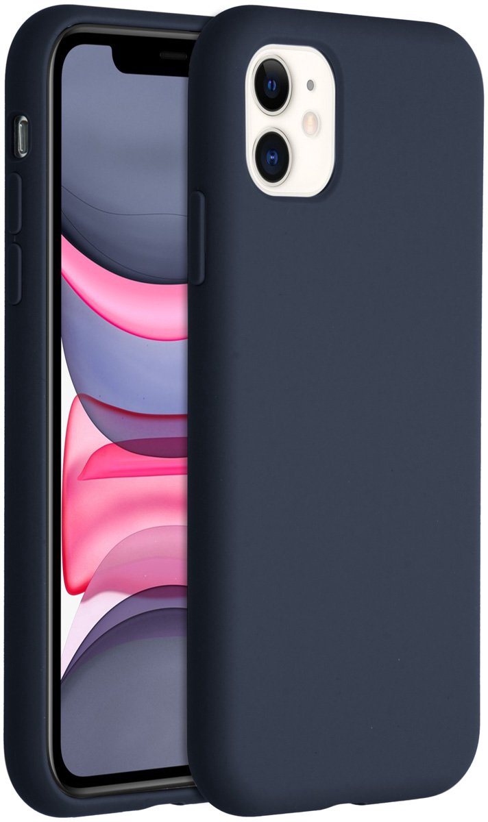 Accezz Hoesje - Geschikt voor Apple iPhone 11 - Liquid Silicone Backcover - Donkerblauw