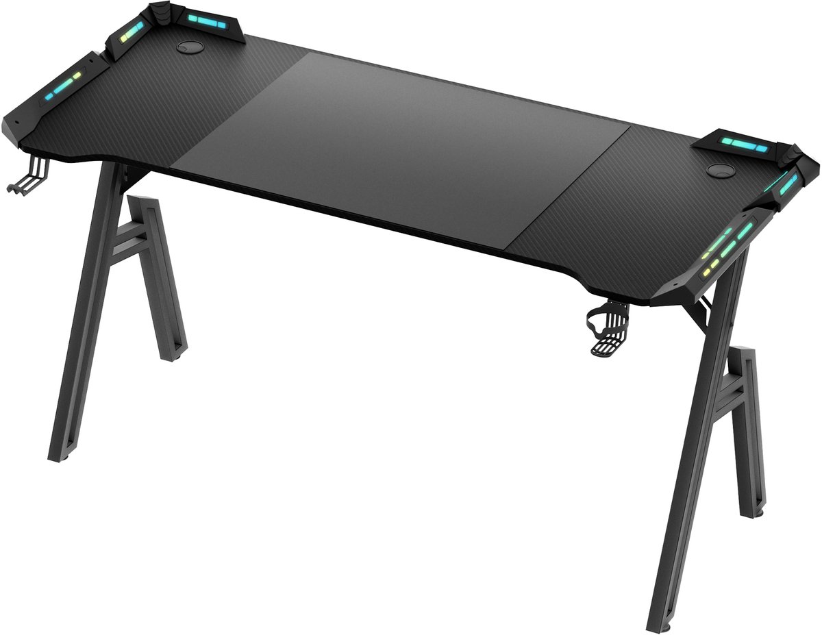 Aufun gamingbureau – 140x60x74 cm – staand bureau – A-frame pc-bureau – voor thuis en kantoor – zwarte koolstofvezel