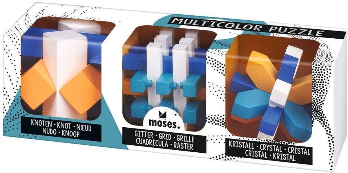 Houten Denkspel Puzzels Set - 3 Verschillende Uitdagende Breinbrekers in Kleurrijke Design - Los en Herstel Uitdaging