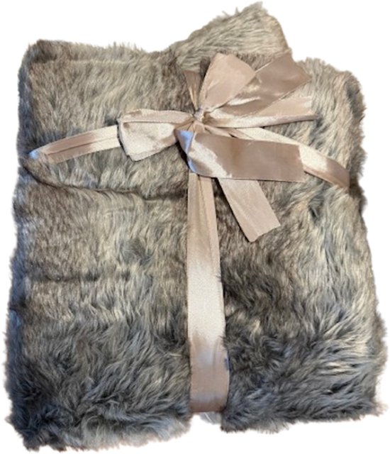 Imitatie Bont Plaid Coastal Ash – Luxe Dubbel Gevoerd – Zacht & Warm – 130x170 cm – Bruin/Grijs gemeleerd
