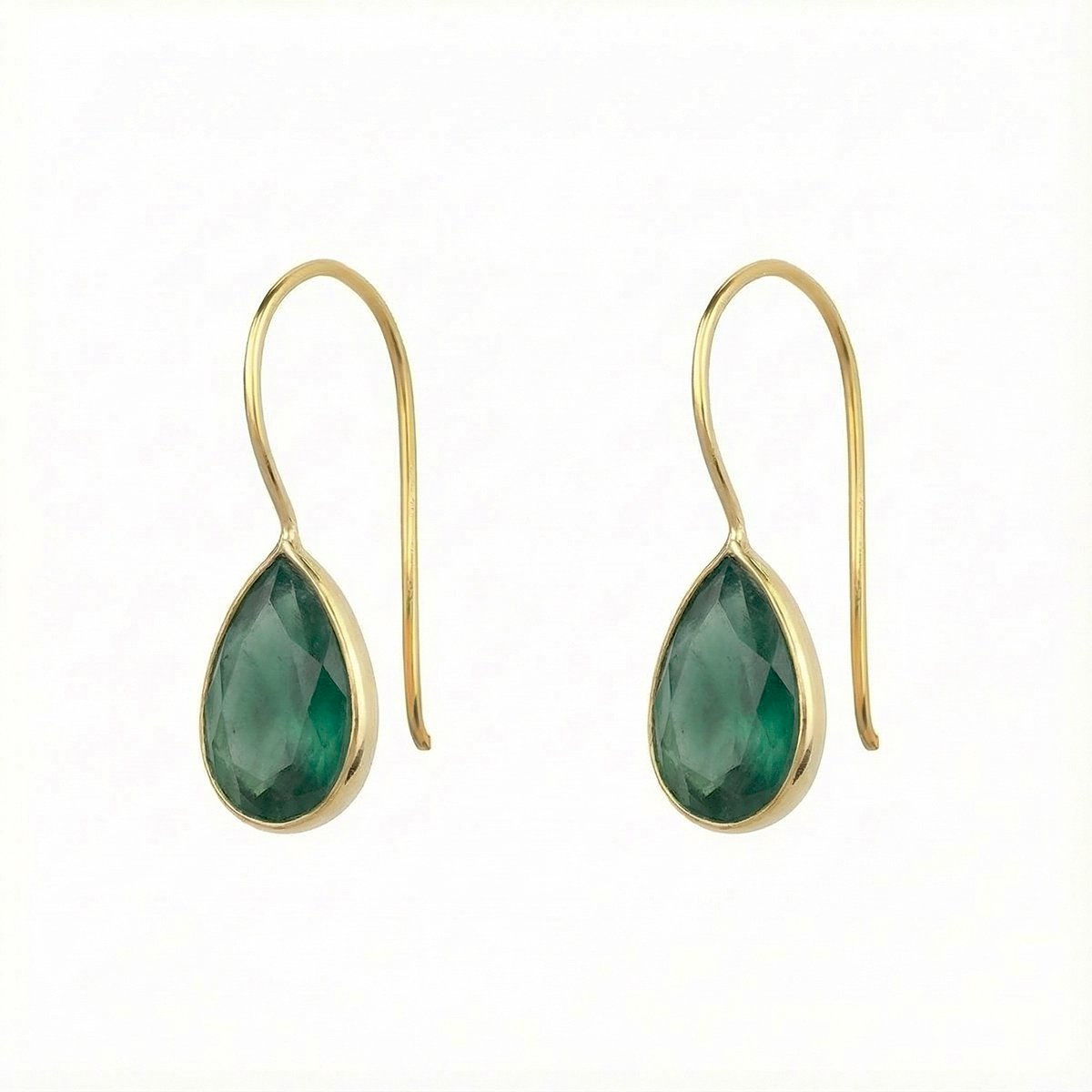 Dames Oorbellen Goudkleurig Smaragd Druppel (14K Gold Plated) | cadeau dames