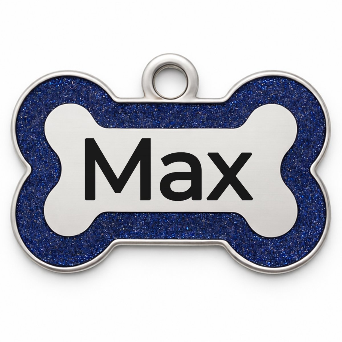 Hondenpenning glitter blauw gepersonaliseerd