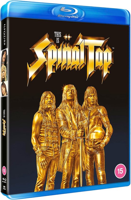 Blu-ray hoes van This is Spinal Tap, met de bandleden in gouden outfits, met het logo van de film en tekst aan de zijkant.