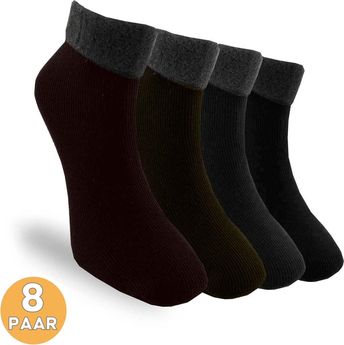 VOLQU® Sokken - WOTO Series - 8 Paar - Maat 43 46 - Merino Wol Sokken Mix Met Angora Wol - Sokken Heren - Sokken Dames - Huissokken - Warme Sokken Heren - Warme Sokken Dames - Donkerrood, Donkergeel, Donkergrijs, Donkerblauw