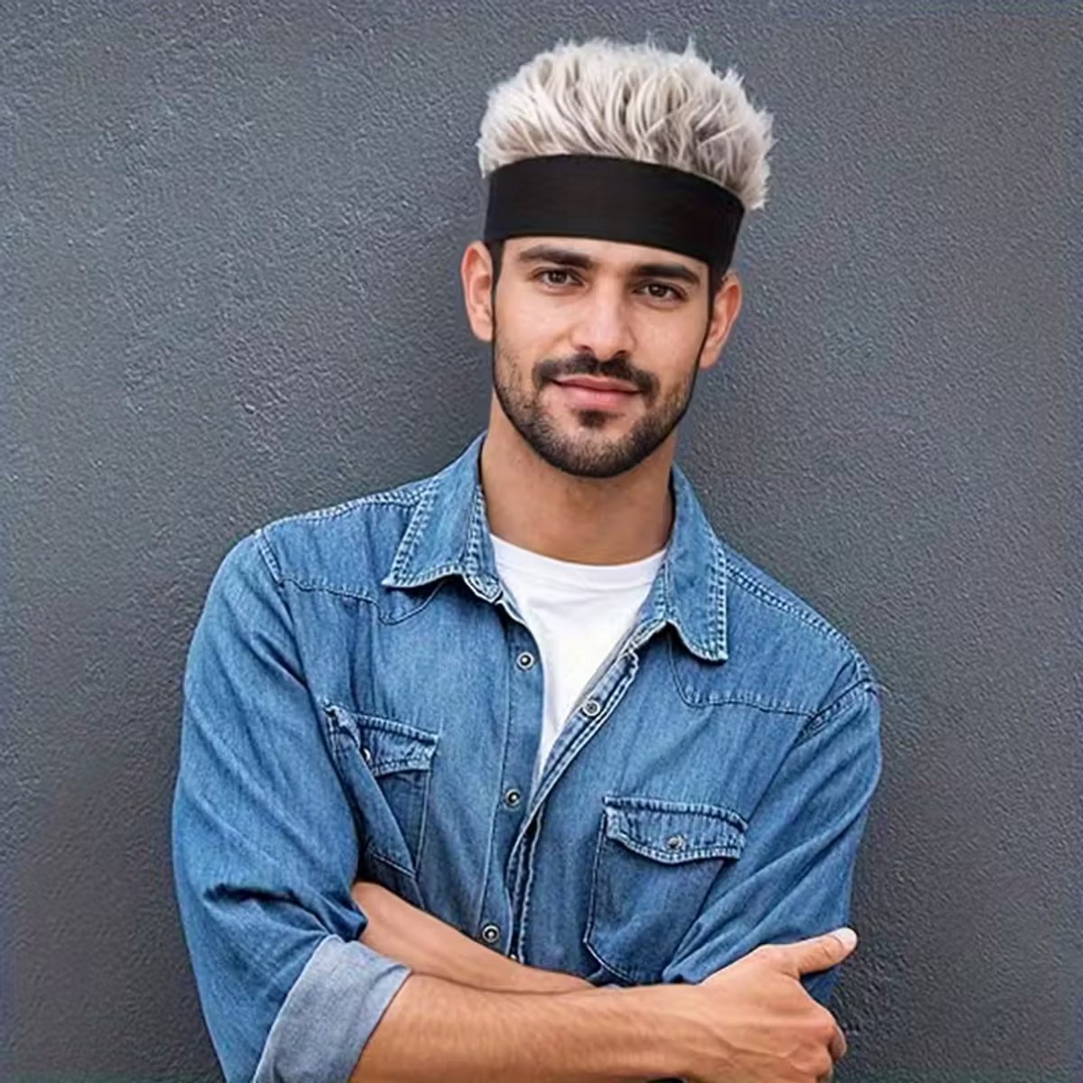 Daity 1 Heren gebreide hiphop-pruik - Zwarte gebreide pruik, gemaakt van duurzame synthetische vezels die op haar lijken, geschikt voor feesten, dansavonden, thema-evenementen, enz., warm en geschikt voor koud weer (grijs).