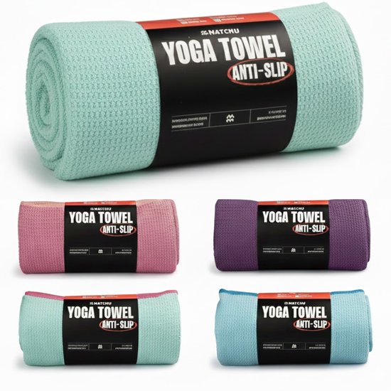 Matchu Sports - Yoga handdoek - Yoga handdoek anti slip - Yoga towel - 183 x 61 cm - Harmonic Green van Matchu Sports — afbeelding 2