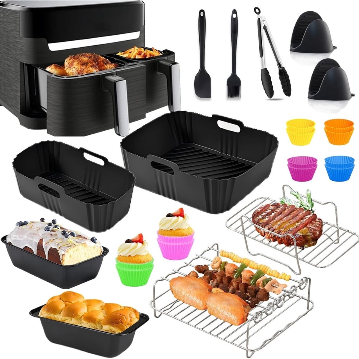 Famanu – Airfryer Silicone Vormen - 23 Stuks Accessoires Set