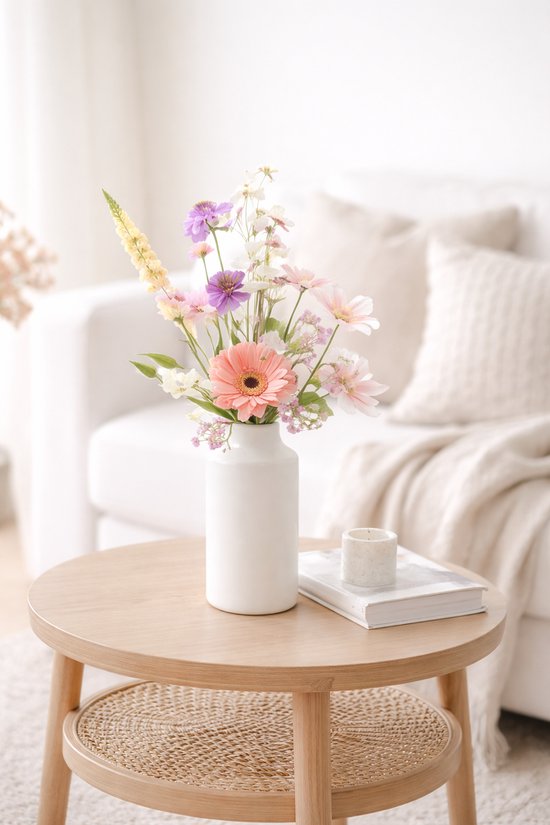 Bouquet de soie - Bouquet des champs - Cueilli en été - 60 cm de haut - Fleurs artificielles - 9 tiges