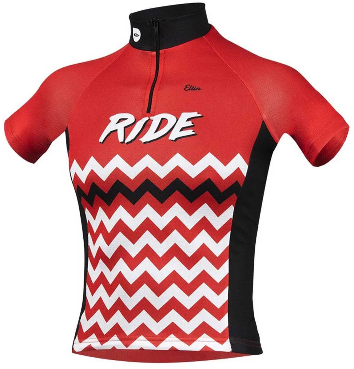 Eltin Ride Korte Mouw Wielertrui Rood,Zwart 14 Years Jongens,Meisjes