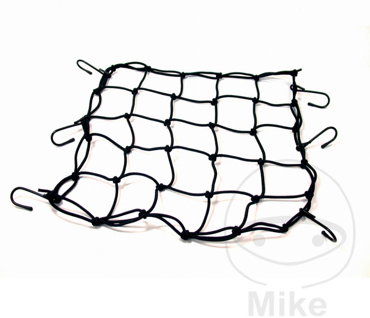 Bagage Net 40x40cm met 6 Haken van staal / bagage netje motor / helm netje motor / zwart nieuw JMP