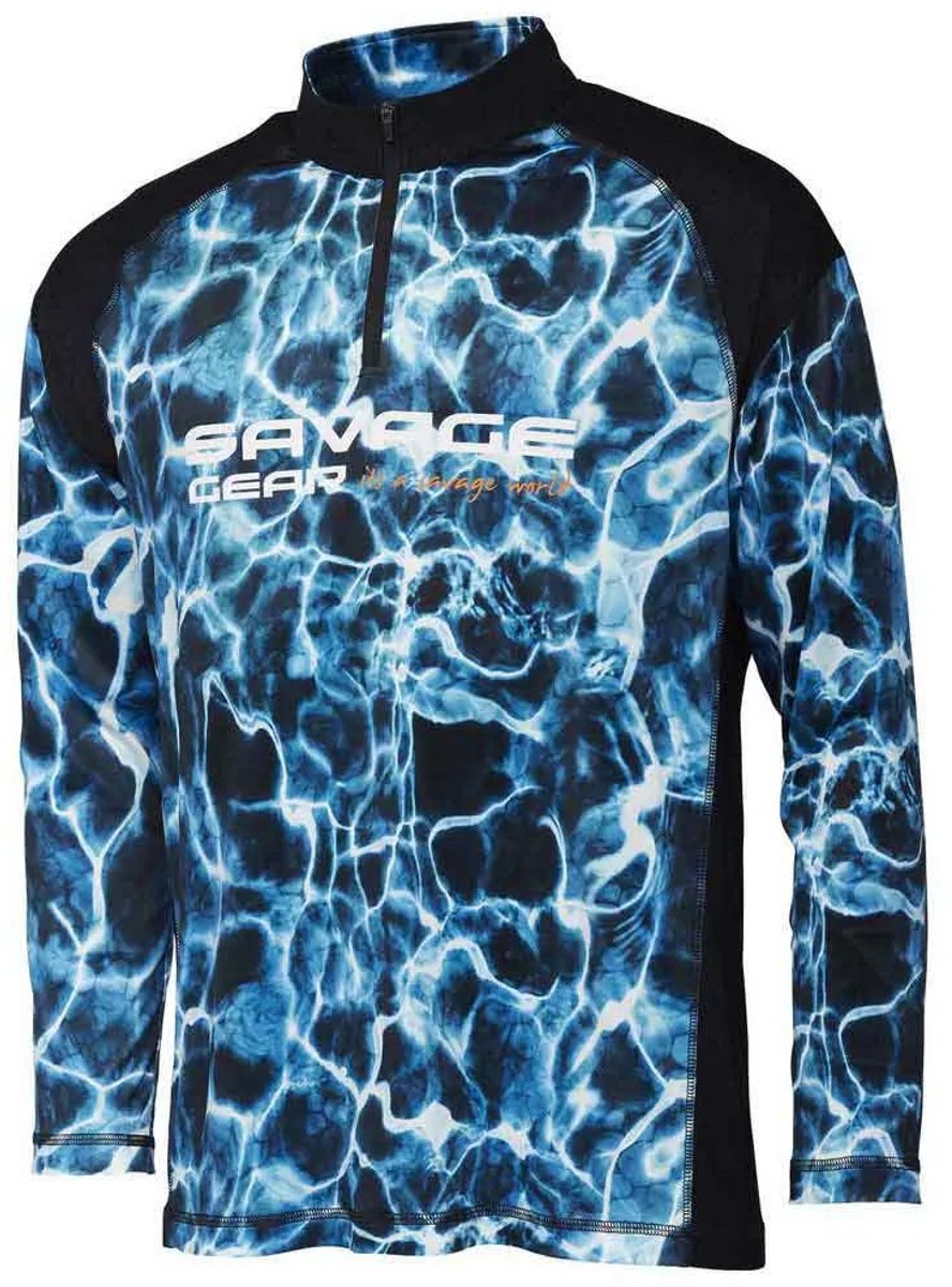 Savage Gear Marine Uv T-shirt Met Lange Mouwen Blauw 2XL Man