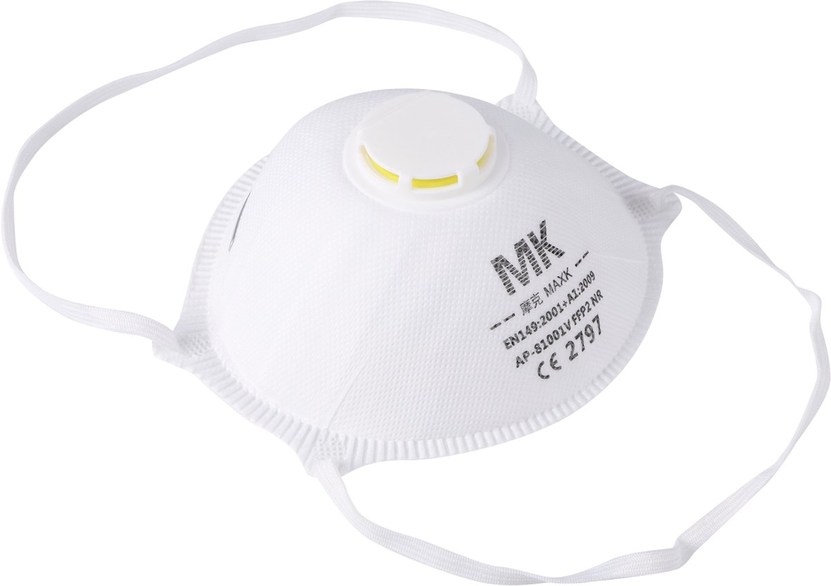 Basic Stofmasker met Ventiel - FFP2 Wegwerpmasker - Non Reusable - Bescherming tegen Hinderlijke Stofdeeltjes - Comfortabele Pasvorm - Eenmalig Gebruik - Gewicht 135 Gram - Wit