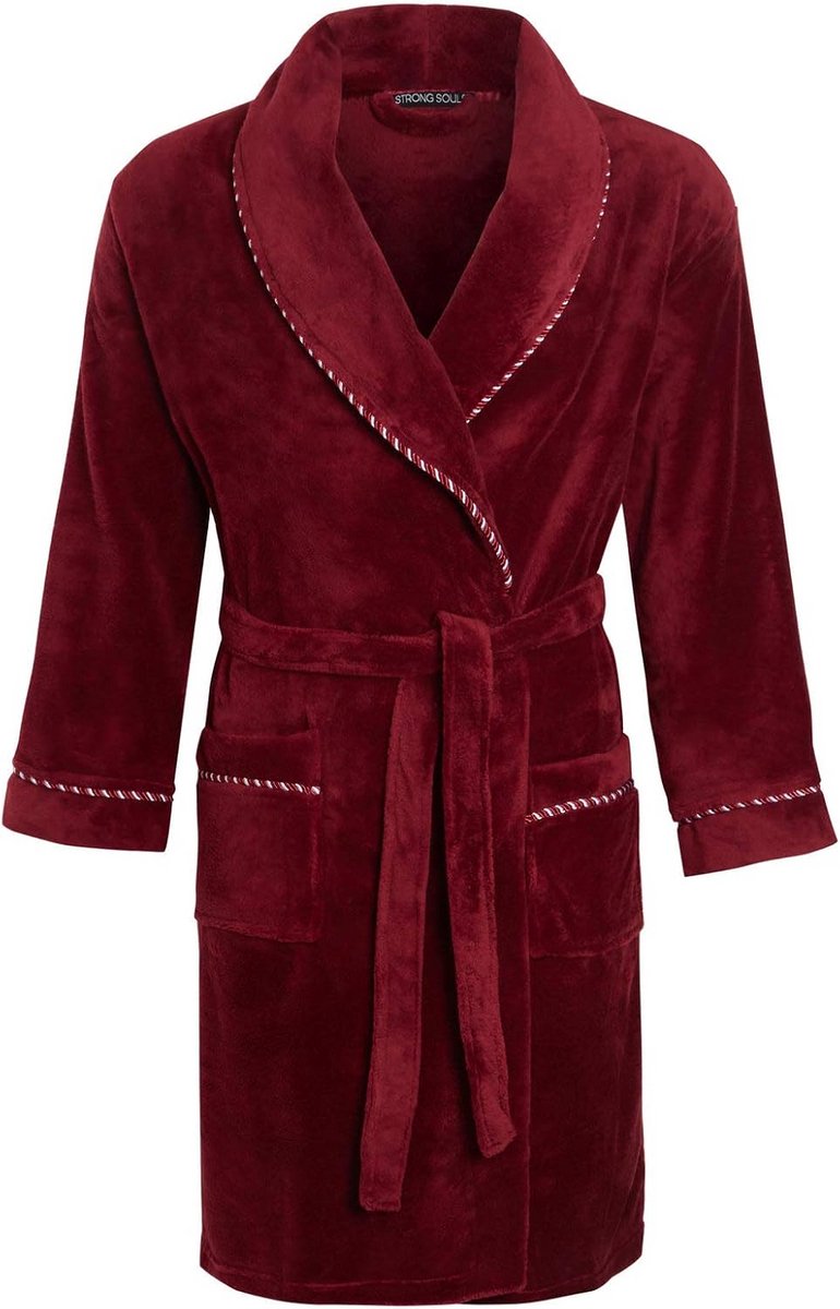 Luxe Volledige Lengte Velours Fleece Badjas voor Heren - Bordeaux