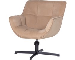 WOOOD Wibo Draaifauteuil - Velvet - Mat Zand - 94x71x83
