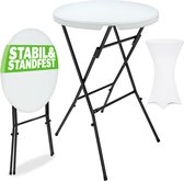CASARIA® Statafel met Hoes Ø72 cm – Inklapbaar 110 cm Weerbestendig - Wit