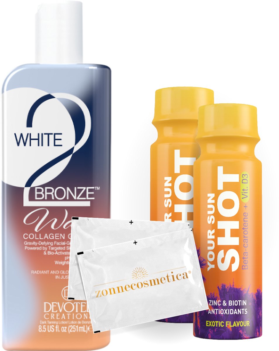 Devoted Creations - White 2 Bronze Wave + 2 Your Sun Shots + 2 Verfrissingsdoekjes