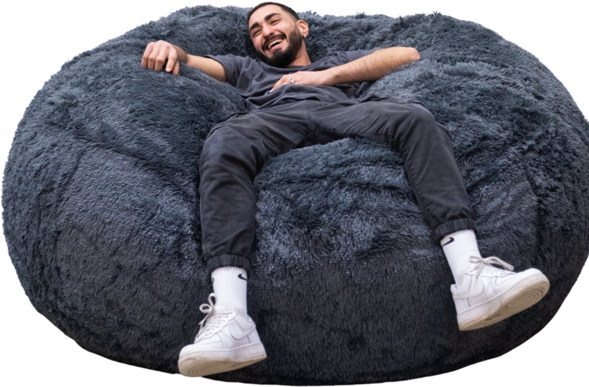 Bananair - Zitzak XXL afneembare hoes - imitatiebont - Grijs - 180 cm