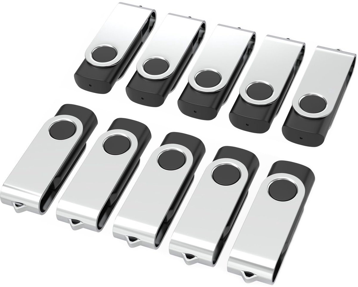 Unyqoos® Set van 10 USB-sticks met 16 GB geheugen en handige sleutelhangers