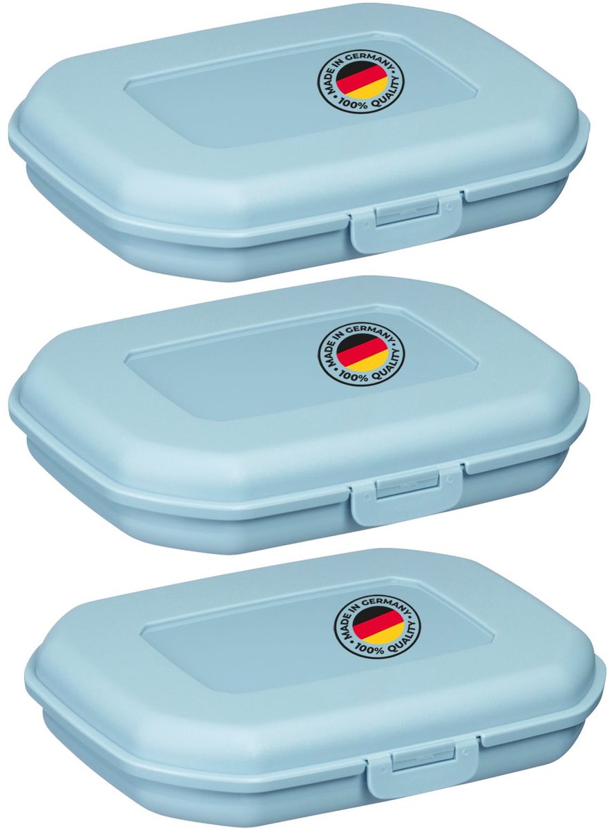 Westmark 3x lunchbox/snackbox, met kliksluiting, hoogte: ca. 3,7 cm, kunststof, Mini, blauw, 235122EB