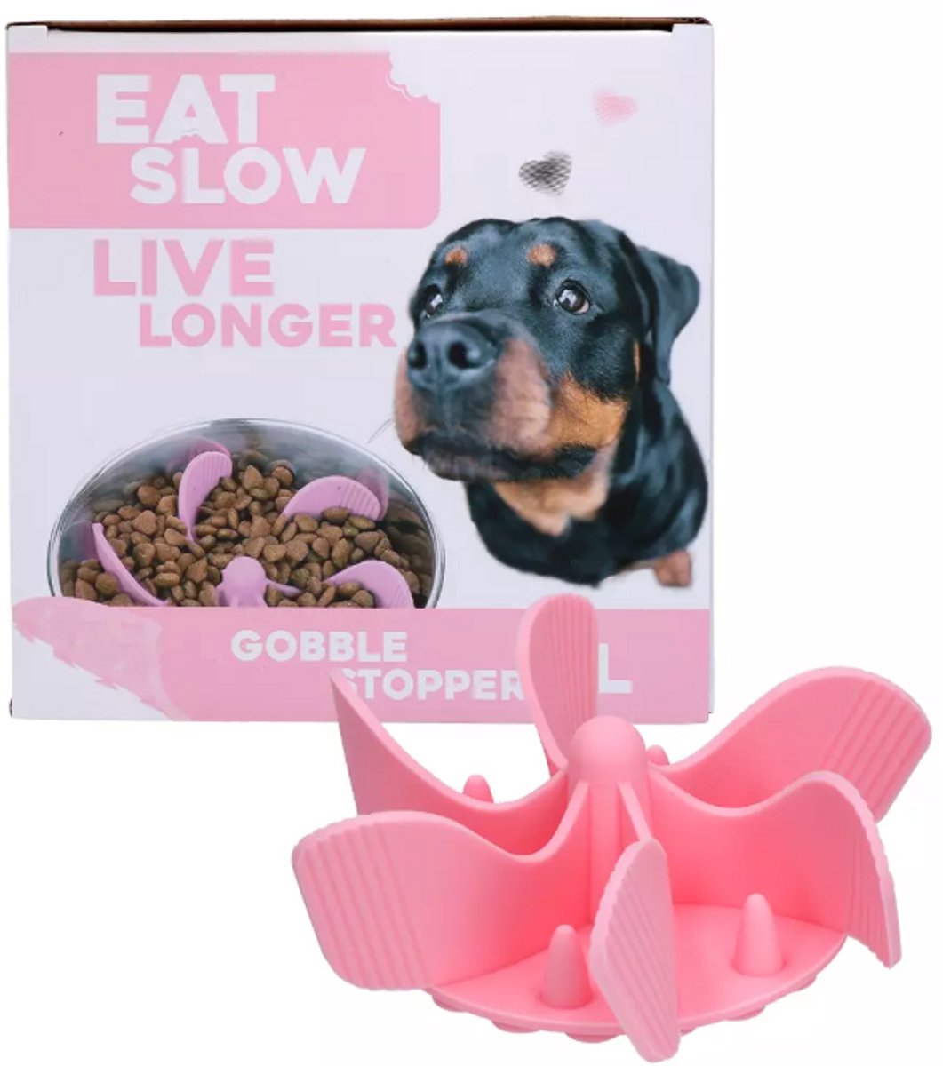 Eat Slow Live Longer Inzetstuk voor Anti-schrok Voerbak - L - Voerpuzzel - Slowfeeder voor Honden - Roze - Gobble Stopper